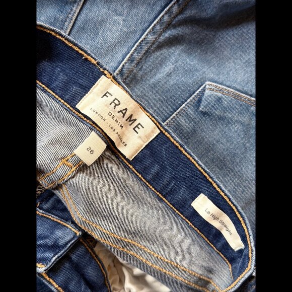 Frame Jeans 26 Womens Blue Le High Straight Frayed Acid Wash Ankle - Picture 7 of 8
